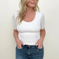 Fawnfit Basic Ribbed Fitted Tee with Built In Bra